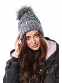 Winter hat with a cuff, graphite C32 - Online store - Boutique